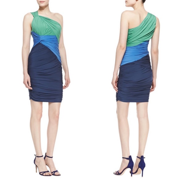 Halston Heritage One Shoulder Ruched Dress - Picture 1 of 10